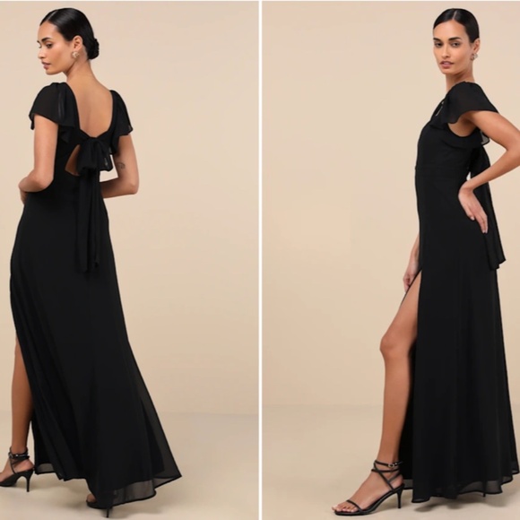 LULU's Prom Wedding Romantic Bridesmaid Sexy Flowy Elegant Sophisticated Maxi - Picture 6 of 8